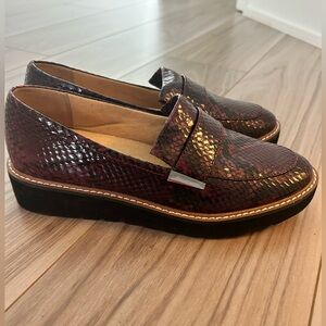 Naturalized Burgundy Snake Print Loafers - Brand New